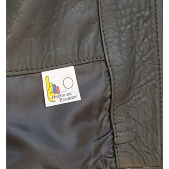 Cotacachi - Ecuador Moto Jacket M/L Extra-Large Black Leather Hipster Coat - Picture 8 of 13